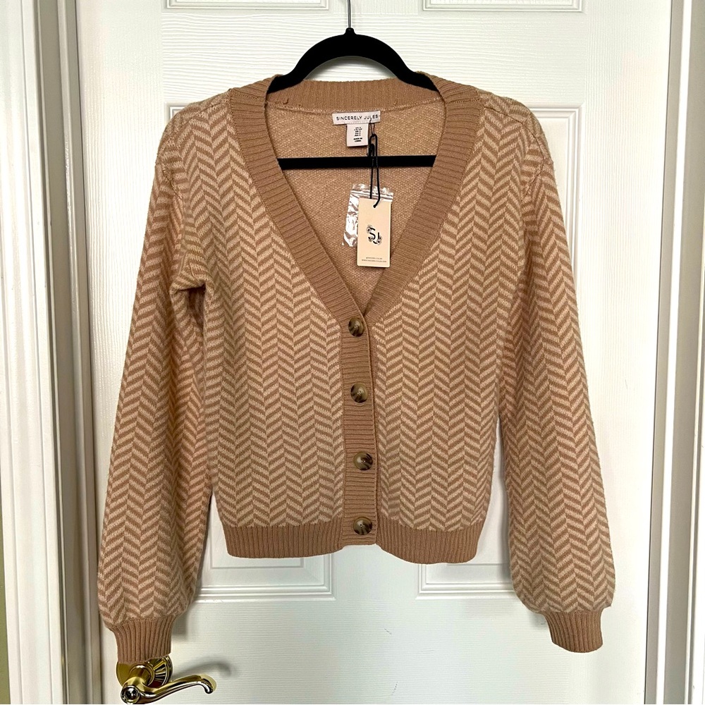 NWT Sincerely Jules Chevron Cardigan Sweater - size SMALL